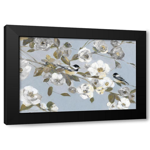 Chickadees and Blossoms II Black Modern Wood Framed Art Print with Double Matting by Swatland, Sally