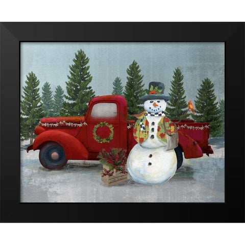 Winter Truck Roadside Stand Black Modern Wood Framed Art Print by Nan