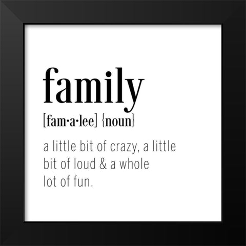Family Definition Black Modern Wood Framed Art Print by CAD Designs