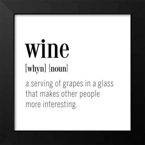 Wine Definition Black Modern Wood Framed Art Print by CAD Designs