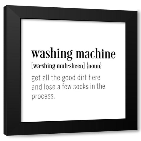 Washing Machine Black Modern Wood Framed Art Print with Double Matting by CAD Designs