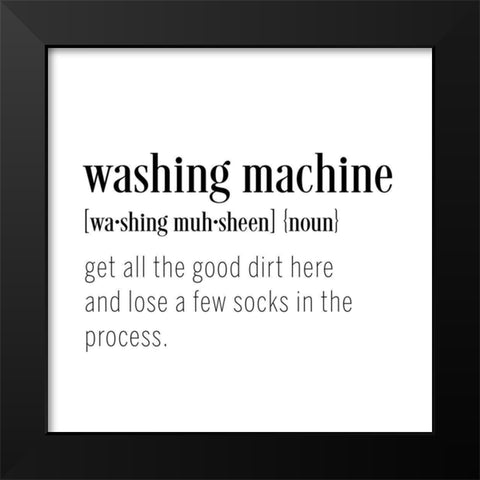 Washing Machine Black Modern Wood Framed Art Print by CAD Designs