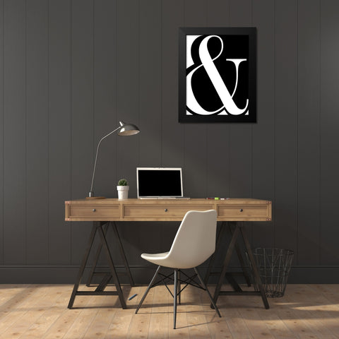 Ampersand Black Modern Wood Framed Art Print by CAD Designs