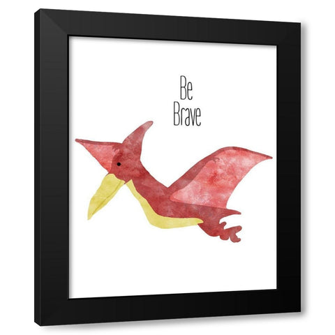 Be Brave Dino Black Modern Wood Framed Art Print with Double Matting by Santiago, Daniela