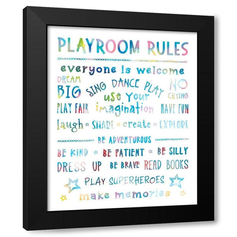 Playroom Rules Black Modern Wood Framed Art Print with Double Matting by CAD Designs