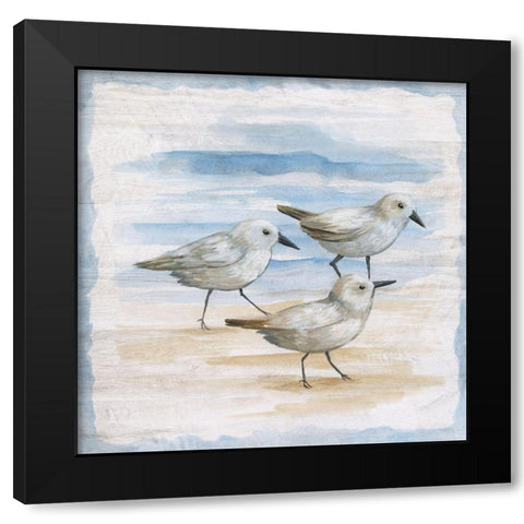 Shore Birds I Black Modern Wood Framed Art Print with Double Matting by Nan