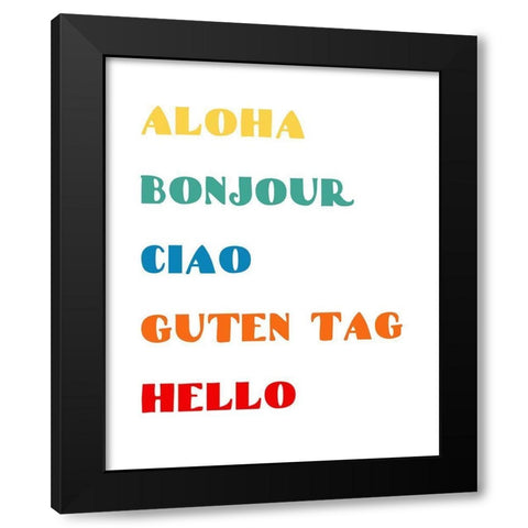 Languages I Black Modern Wood Framed Art Print by CAD Designs