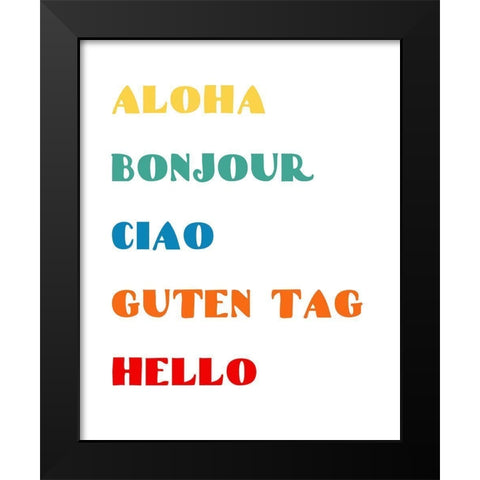 Languages I Black Modern Wood Framed Art Print by CAD Designs