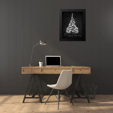 Merry Christmas Black Modern Wood Framed Art Print by Santiago, Daniela
