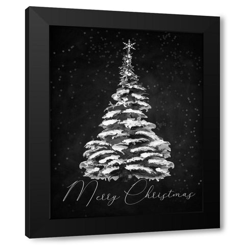Merry Christmas Black Modern Wood Framed Art Print with Double Matting by Santiago, Daniela