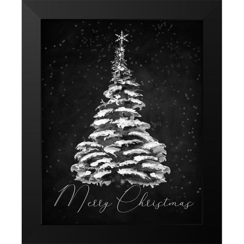 Merry Christmas Black Modern Wood Framed Art Print by Santiago, Daniela