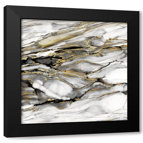Marbled Gold I Black Modern Wood Framed Art Print with Double Matting by Robinson, Carol