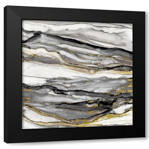 Marbled Gold II Black Modern Wood Framed Art Print by Robinson, Carol