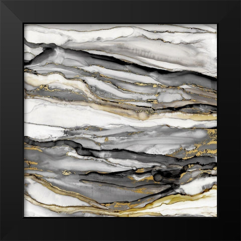 Marbled Gold II Black Modern Wood Framed Art Print by Robinson, Carol