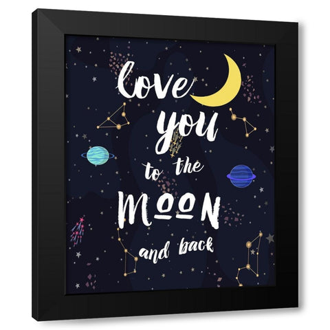 To The Moon Black Modern Wood Framed Art Print by Murray, Amanda