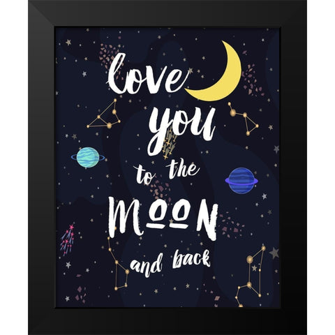 To The Moon Black Modern Wood Framed Art Print by Murray, Amanda
