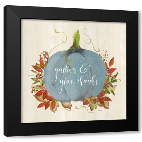Gather and Give Thanks Black Modern Wood Framed Art Print with Double Matting by Tava Studios