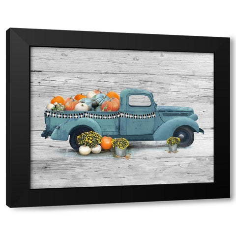 Harvest Blue Truck Black Modern Wood Framed Art Print by Nan