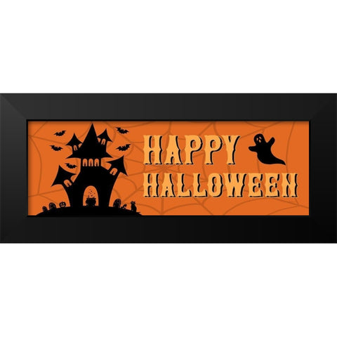 Happy Halloween Black Modern Wood Framed Art Print by Carpentieri, Natalie