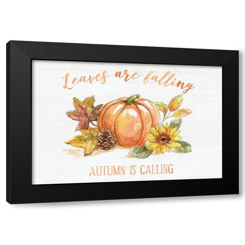 Autumn Blessings Black Modern Wood Framed Art Print with Double Matting by Nan