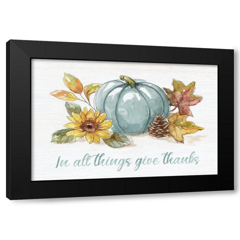 In All Things Give Thanks Black Modern Wood Framed Art Print with Double Matting by Nan