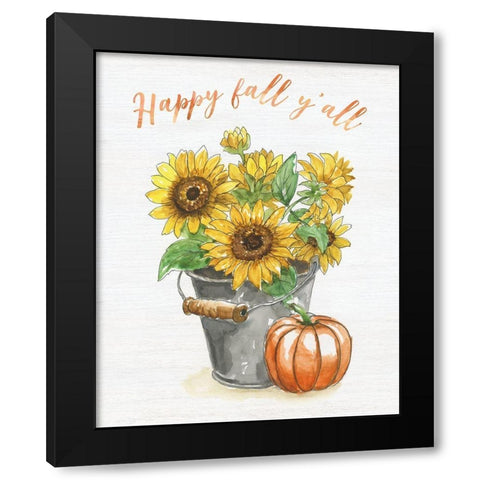 Sunflower Happiness Black Modern Wood Framed Art Print by Nan