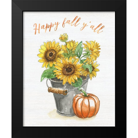 Sunflower Happiness Black Modern Wood Framed Art Print by Nan