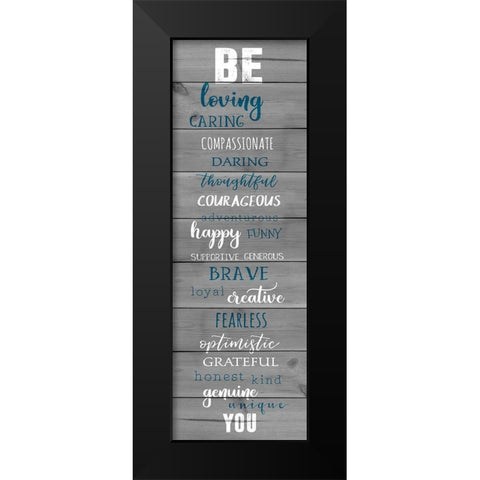 Be Loving Black Modern Wood Framed Art Print by CAD Designs
