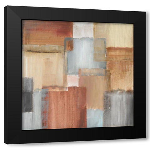 Woven Grid Black Modern Wood Framed Art Print by Nan