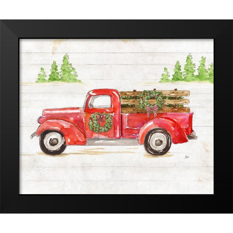 Watercolor Winter Truck Black Modern Wood Framed Art Print by Nan