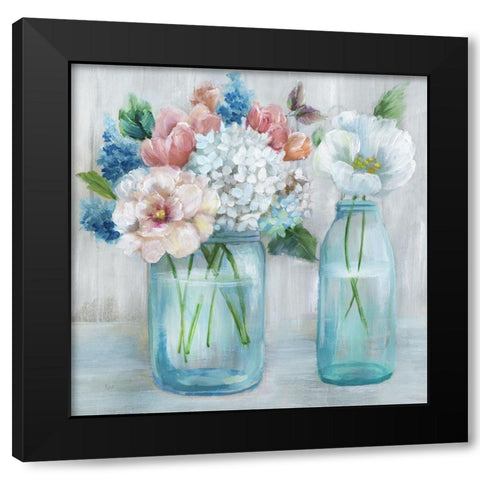 Country Bouquet Black Modern Wood Framed Art Print with Double Matting by Nan