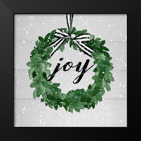 Joy Wreath Black Modern Wood Framed Art Print by Robinson, Carol