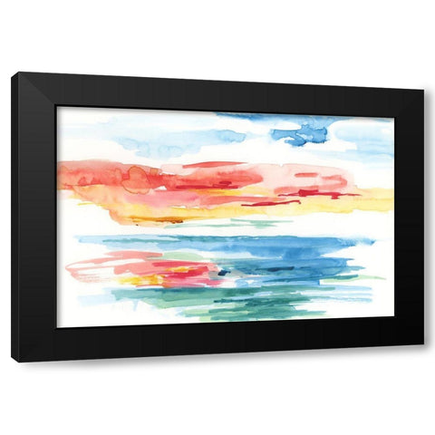 Color Pop Horizon Black Modern Wood Framed Art Print by Nan