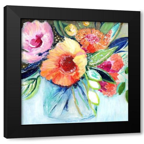 Fantasy Flowers Black Modern Wood Framed Art Print with Double Matting by Tava Studios