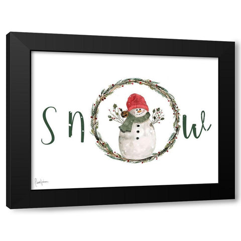 Farmhouse Christmas Snow Black Modern Wood Framed Art Print by Finn, Livi