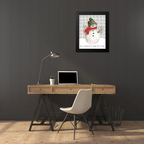 Farmhouse Christmas Snowman II Black Modern Wood Framed Art Print by Robinson, Carol