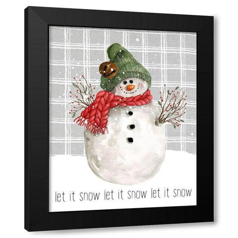 Farmhouse Christmas Snowman II Black Modern Wood Framed Art Print by Robinson, Carol