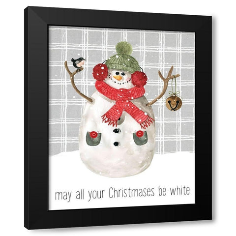 Farmhouse Christmas Snowman III Black Modern Wood Framed Art Print with Double Matting by Robinson, Carol