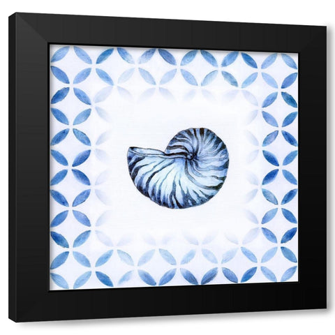 Royal Blue Shell I Black Modern Wood Framed Art Print by Tava Studios