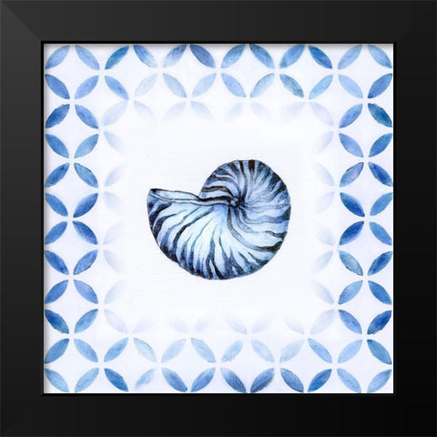 Royal Blue Shell I Black Modern Wood Framed Art Print by Tava Studios