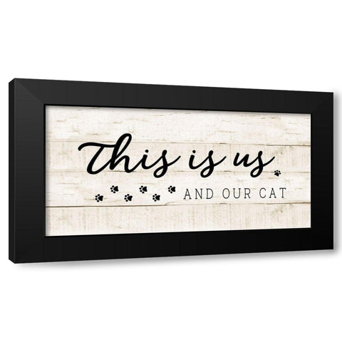 Us and Our Cat Black Modern Wood Framed Art Print with Double Matting by CAD Designs
