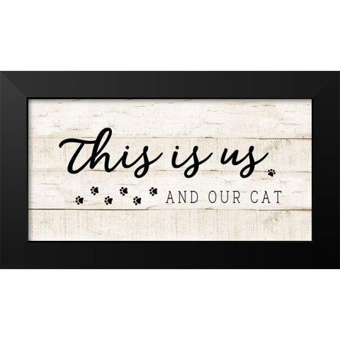 Us and Our Cat Black Modern Wood Framed Art Print by CAD Designs