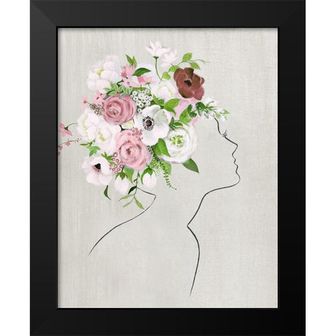 Floral Portrait I Black Modern Wood Framed Art Print by Tava Studios