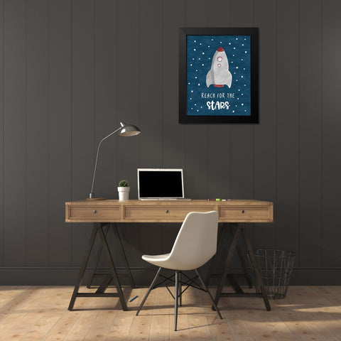 Reach for the Stars Black Modern Wood Framed Art Print by Carpentieri, Natalie