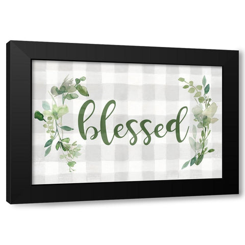 Blessed Checked Greenery Black Modern Wood Framed Art Print with Double Matting by Robinson, Carol