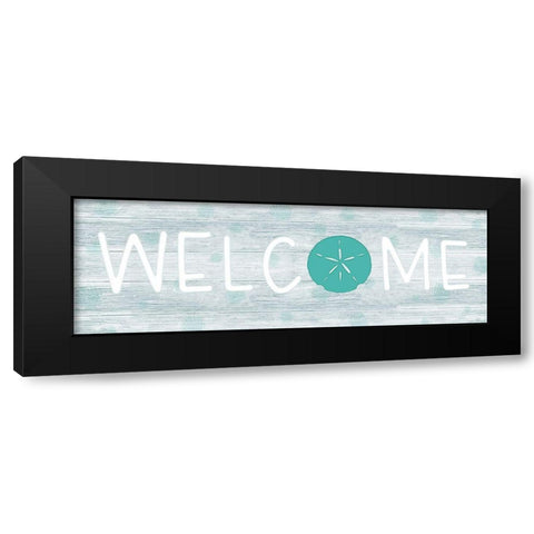 Welcome Shell Black Modern Wood Framed Art Print with Double Matting by CAD Designs