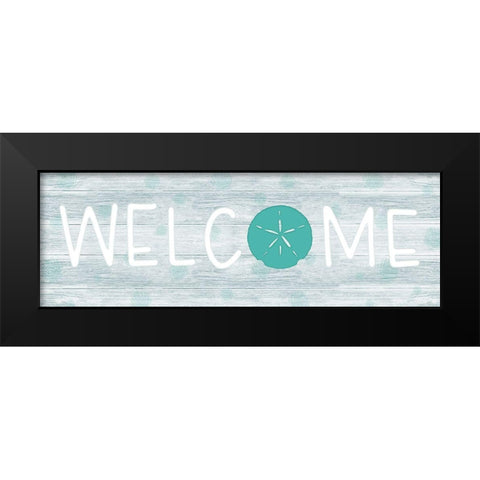 Welcome Shell Black Modern Wood Framed Art Print by CAD Designs