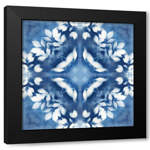 Navy Nature Kaleidoscope I Black Modern Wood Framed Art Print by Nan