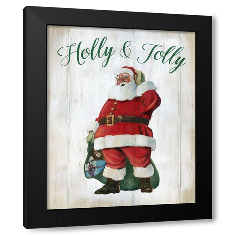 Holly Jolly Santa Black Modern Wood Framed Art Print with Double Matting by Robinson, Carol