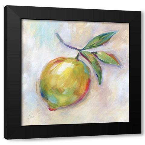 Lemon Splash I Black Modern Wood Framed Art Print with Double Matting by Nan